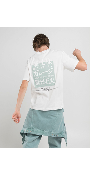 リラックスフィット オープンエンドコットンプリントTシャツ 詳細画像
